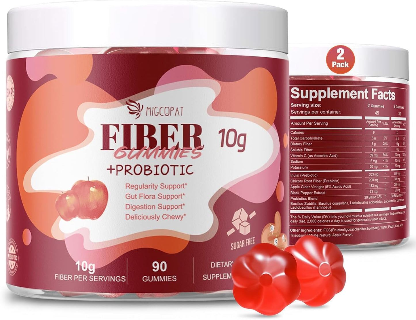Sugar Free Fiber Supplement Gummies for Digestive Health