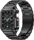 MioHHR Stainless Steel Men's Apple Watch Band & Case
