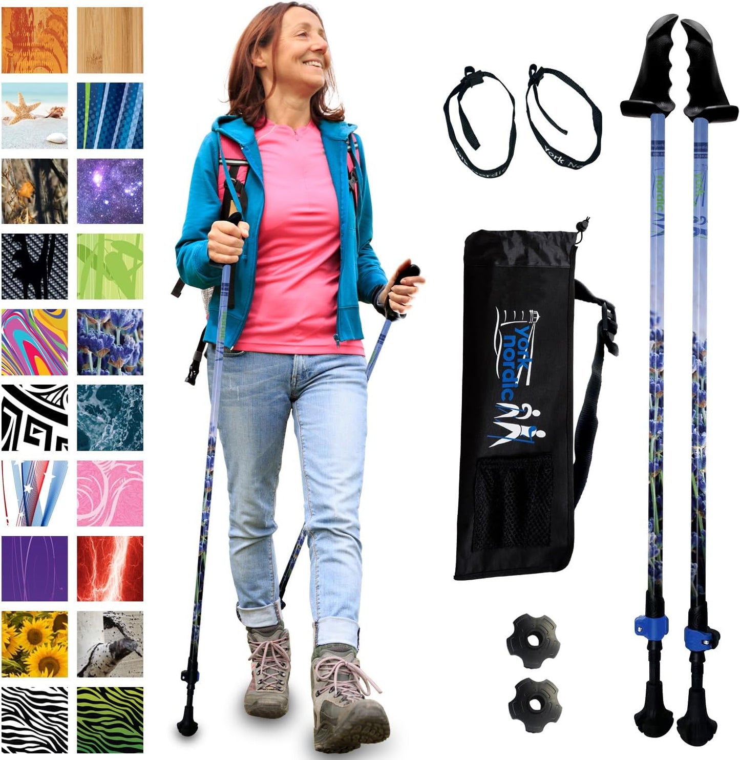 York Nordic Balance Walking Poles - Patented Stability Grips