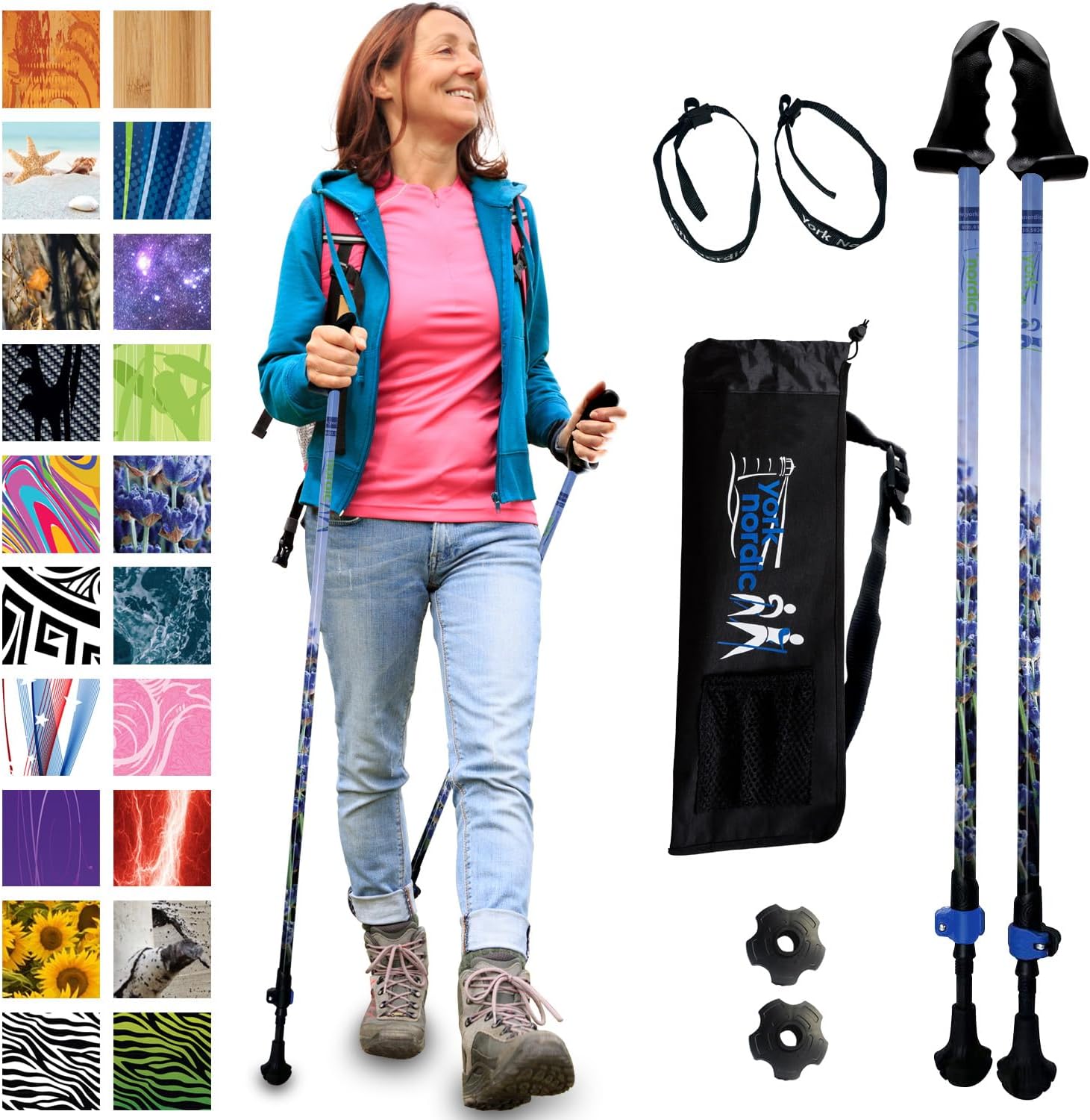 York Nordic Balance Walking Poles - Patented Stability Grips