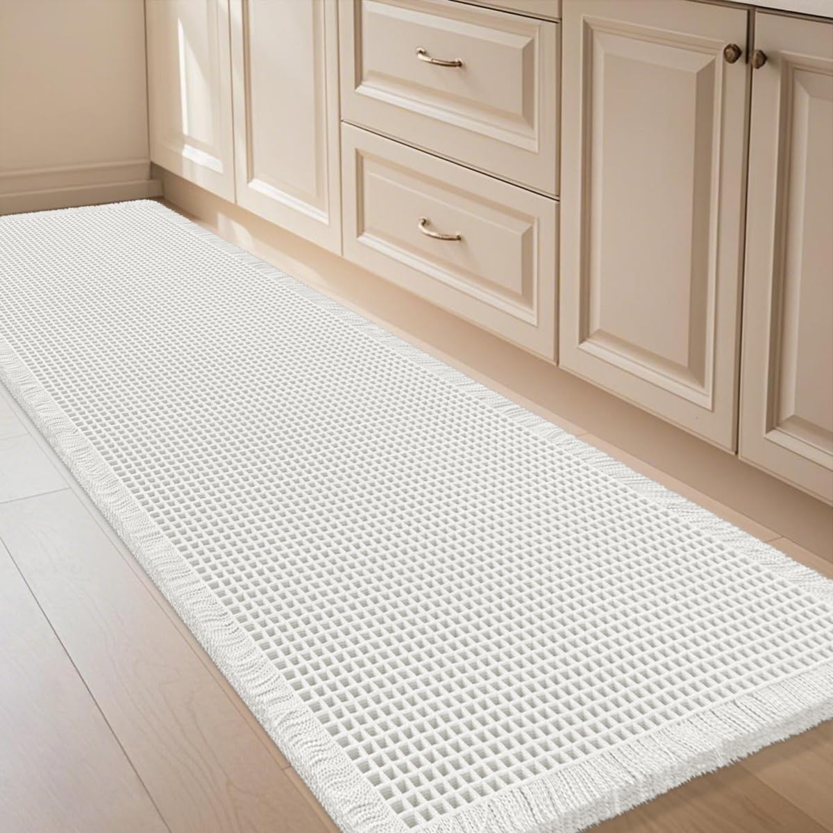 Extra Large Waffle Bath Mat for Modern Boho Style Bathrooms
