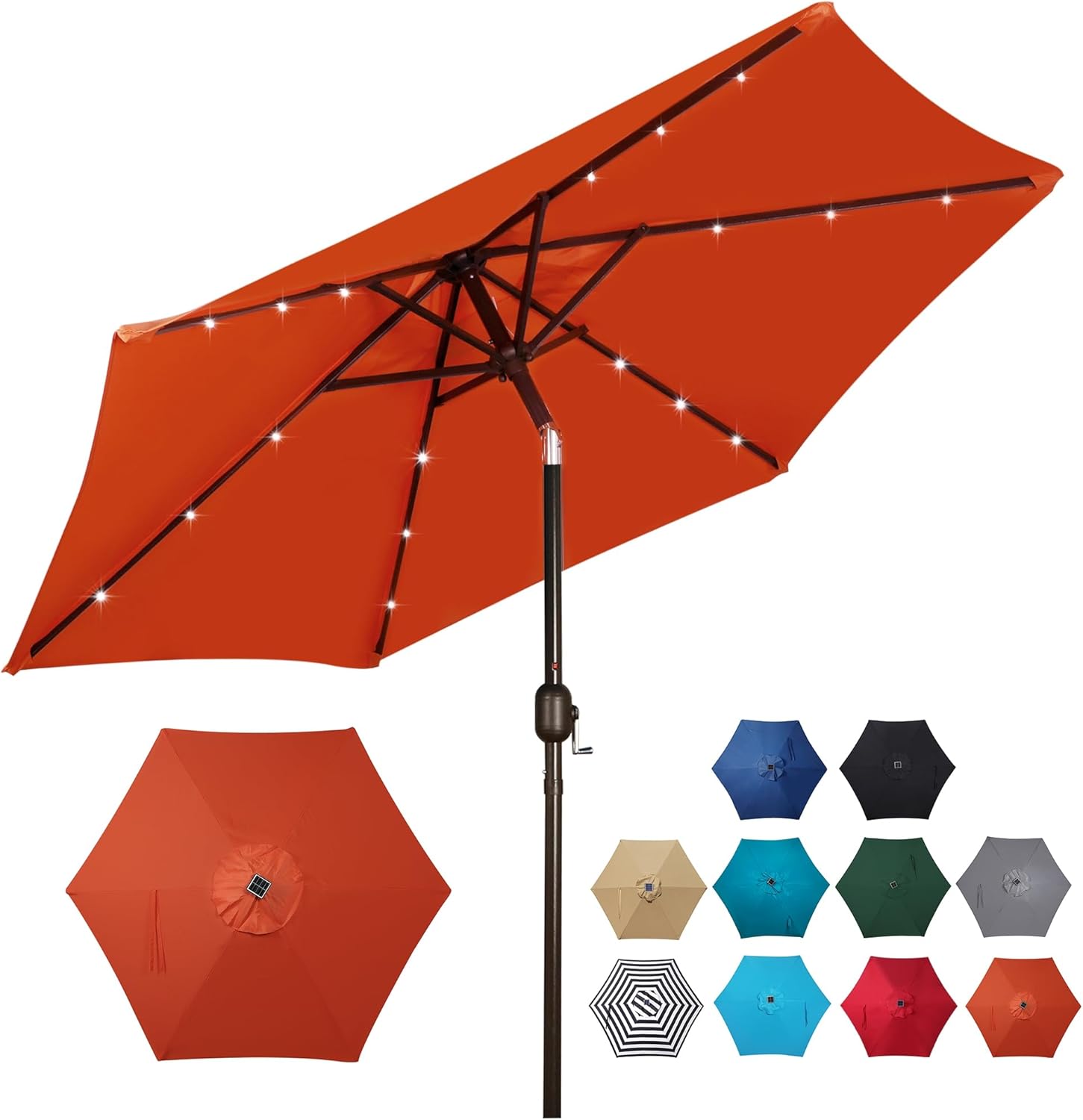 Blissun 7.5 ft Solar Umbrella with LED Lights for Patio Fun