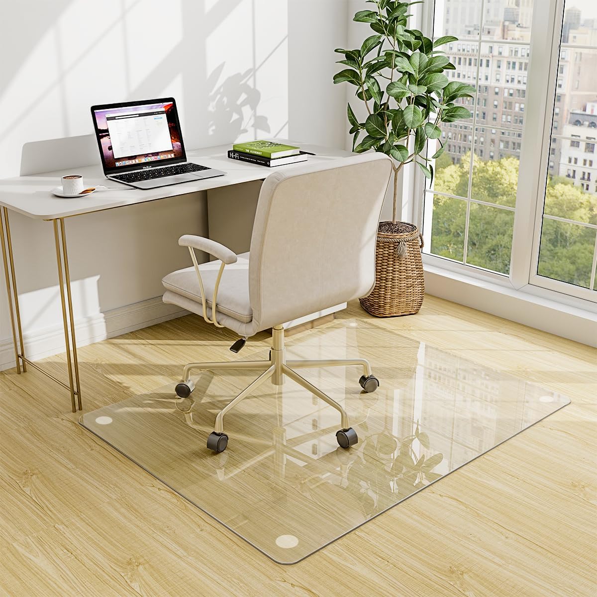 46in x 55in Tempered Glass Chair Mat for Carpet Protection
