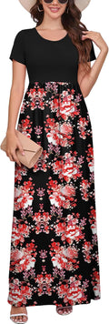 Maxi Dress for Women Short Sleeve Casual Summer Loose