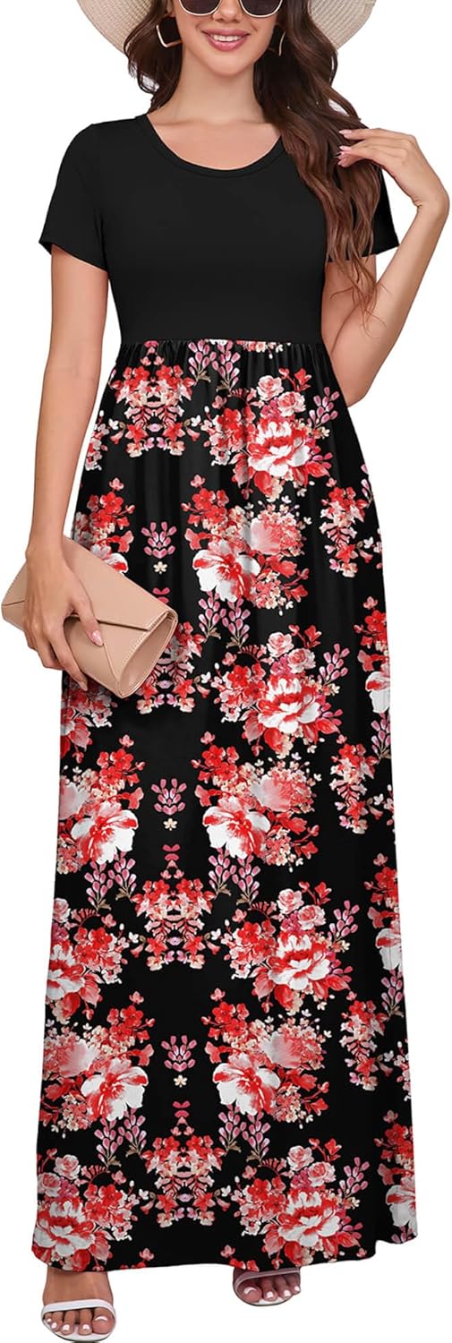 DEARCASE Casual Summer Maxi Dress with Pockets for Women