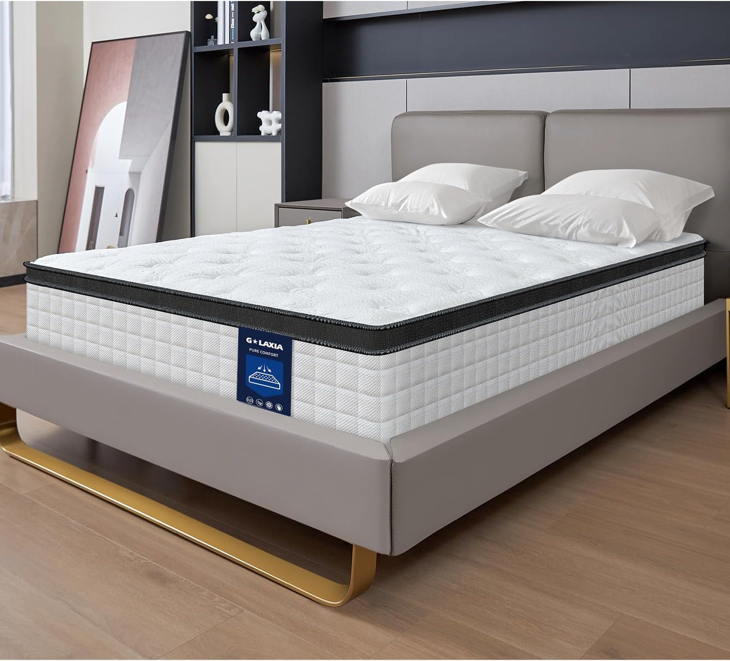 12 Inch White Full Spring Mattress with Gel Memory Foam Comfort