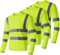 Hi Vis Shirts for Men 3-Pack - Long Sleeve High Visibility Safety