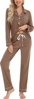 Leikar Button Up Pajama Set For Women Long Sleeve Shirt (Style CFP7)