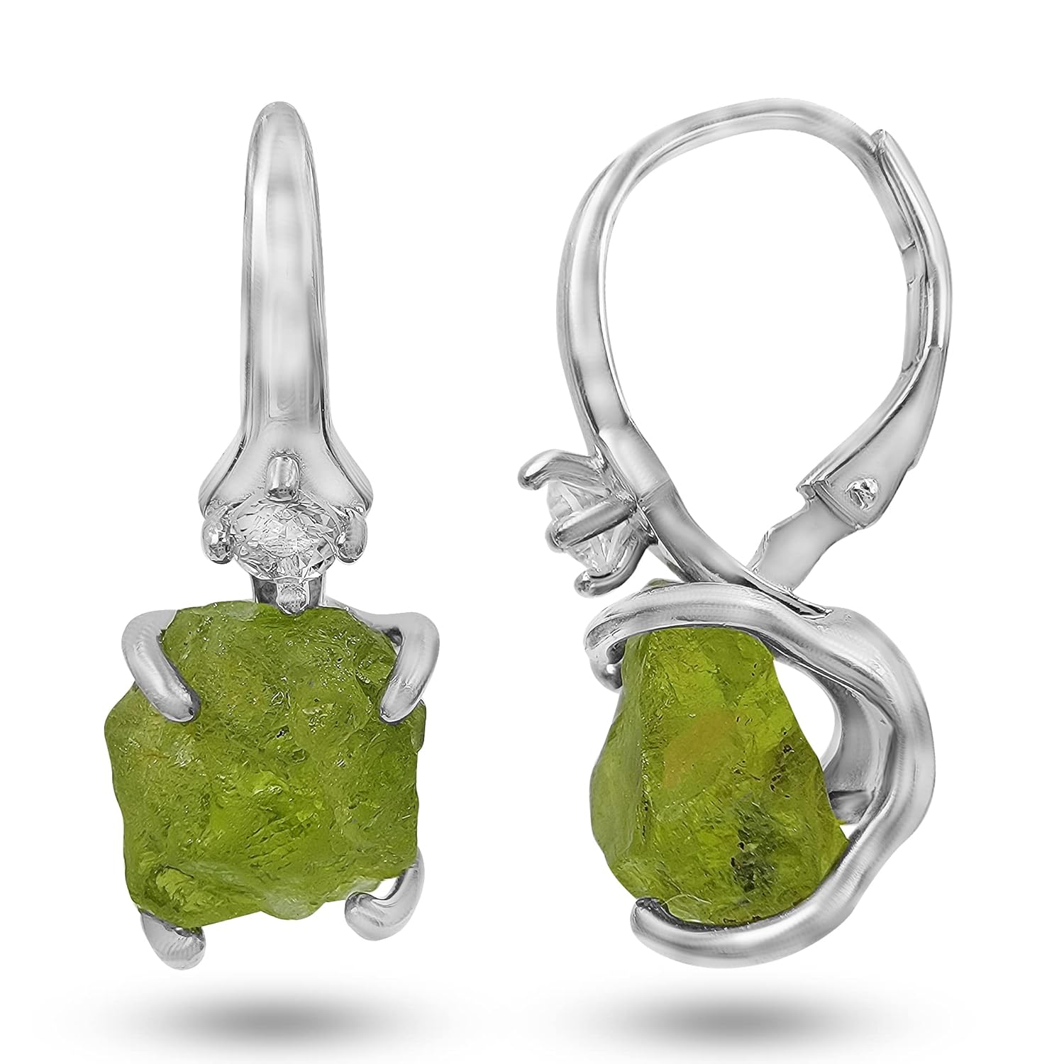 Real Raw Peridot Crystal Drop Earrings for August Birthstone Gifts