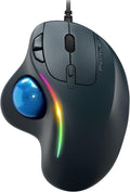 RGB Wired Trackball Mouse Ergonomic Comfort Design - Thumb Control