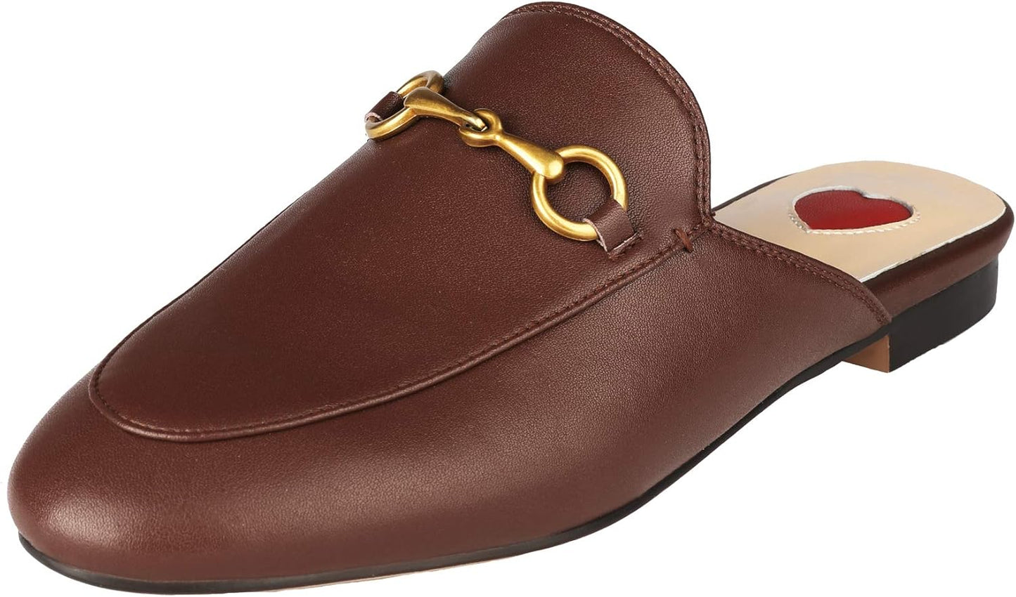 Arqa Mules for Women: Stylish Almond Toe Leather Slip-ons