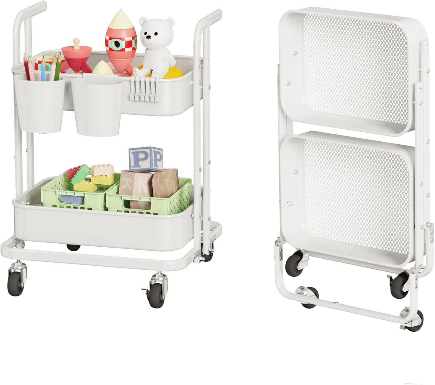 DTK 2 Tier Rolling Cart - Versatile Utility Cart for Home Use
