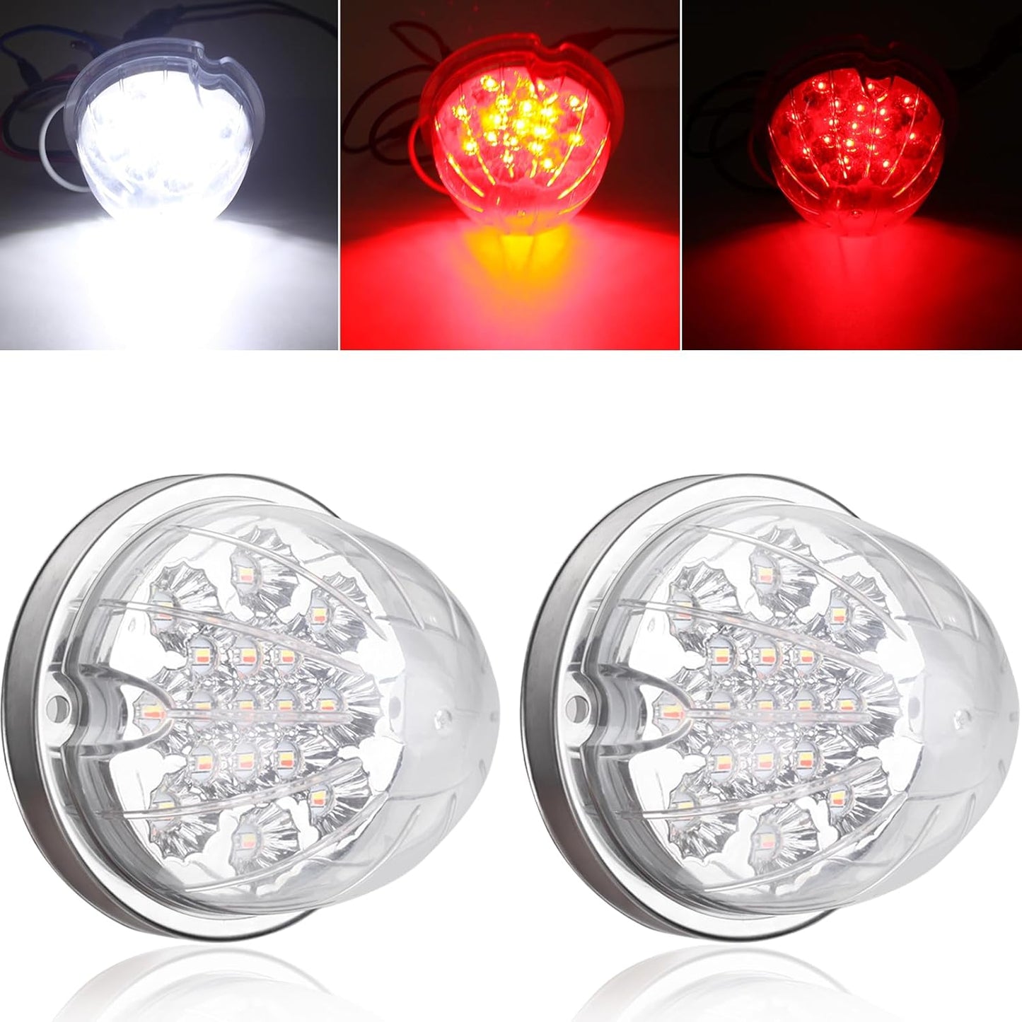 2PCS Dual Revolution Red Turn Signal & White Auxiliary Lights