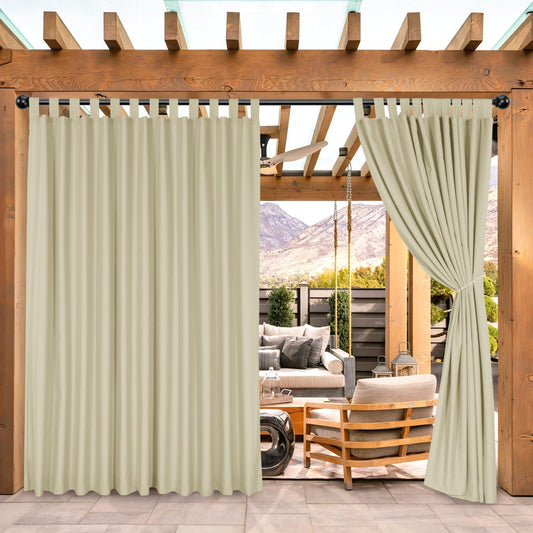 BONZER Wide Outdoor Curtains for Patio Waterproof Privacy Tab Top