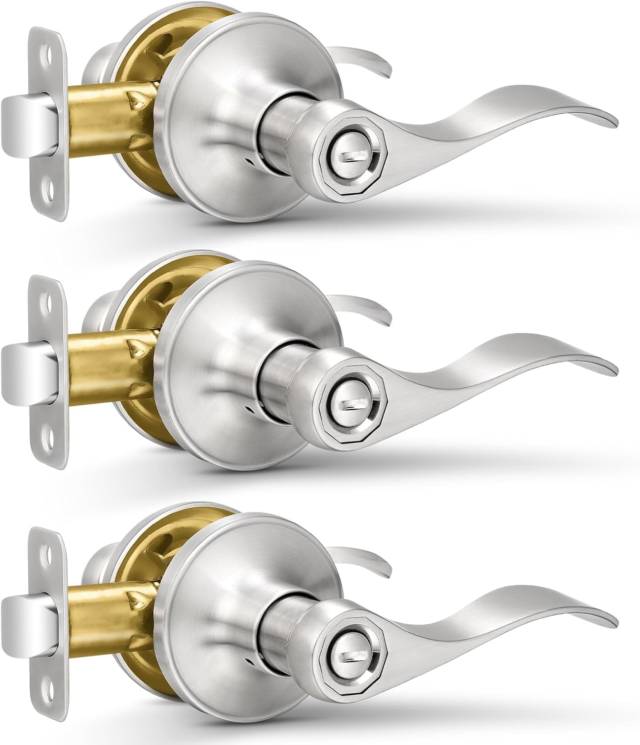 Sopoby 3 Pack Privacy Door Levers for Modern Interiors