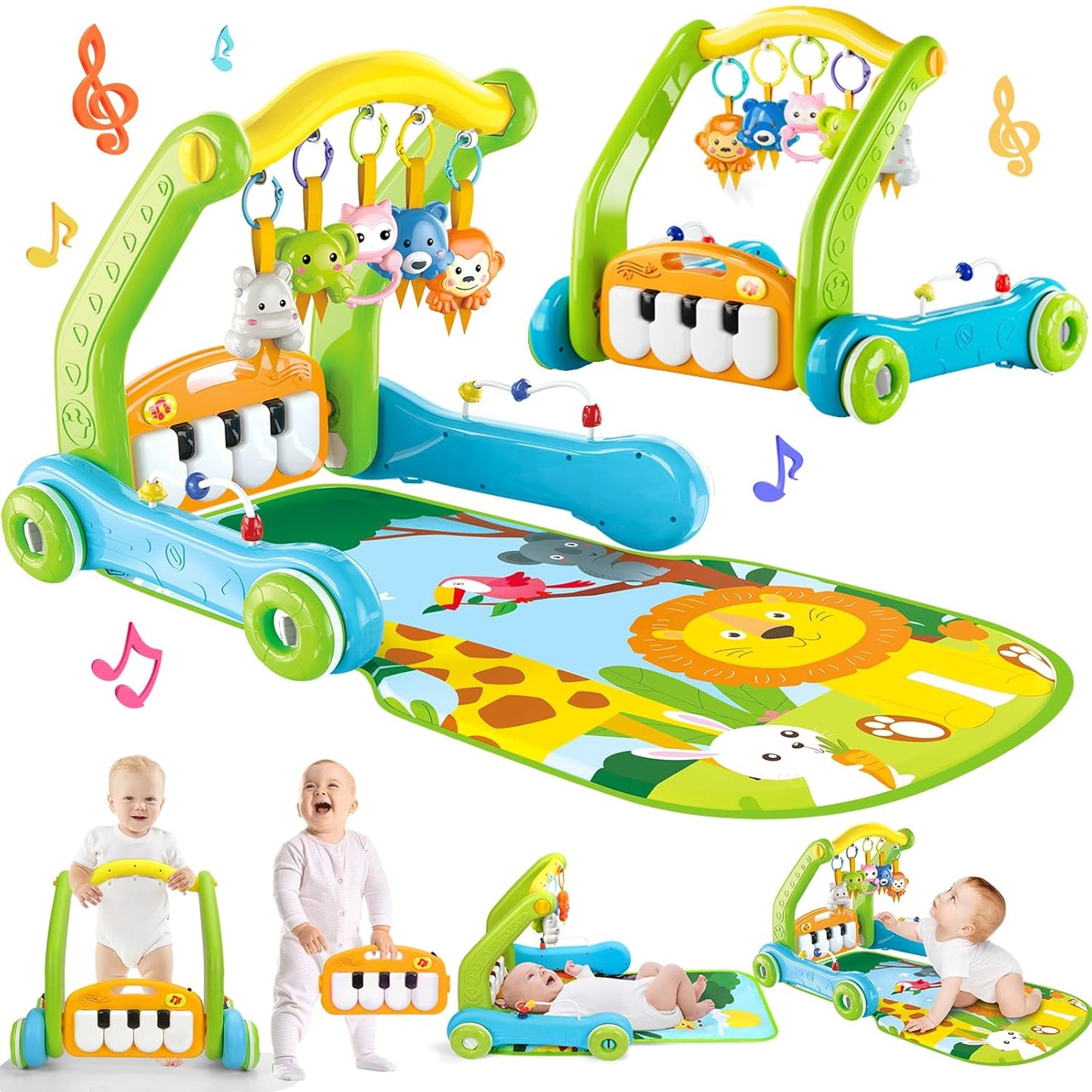 4-in-1 Baby Gym Play Mat & Walker Set - Interactive Fun!