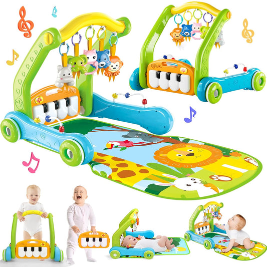 4-in-1 Baby Gym Play Mat & Walker Set - Interactive Fun!