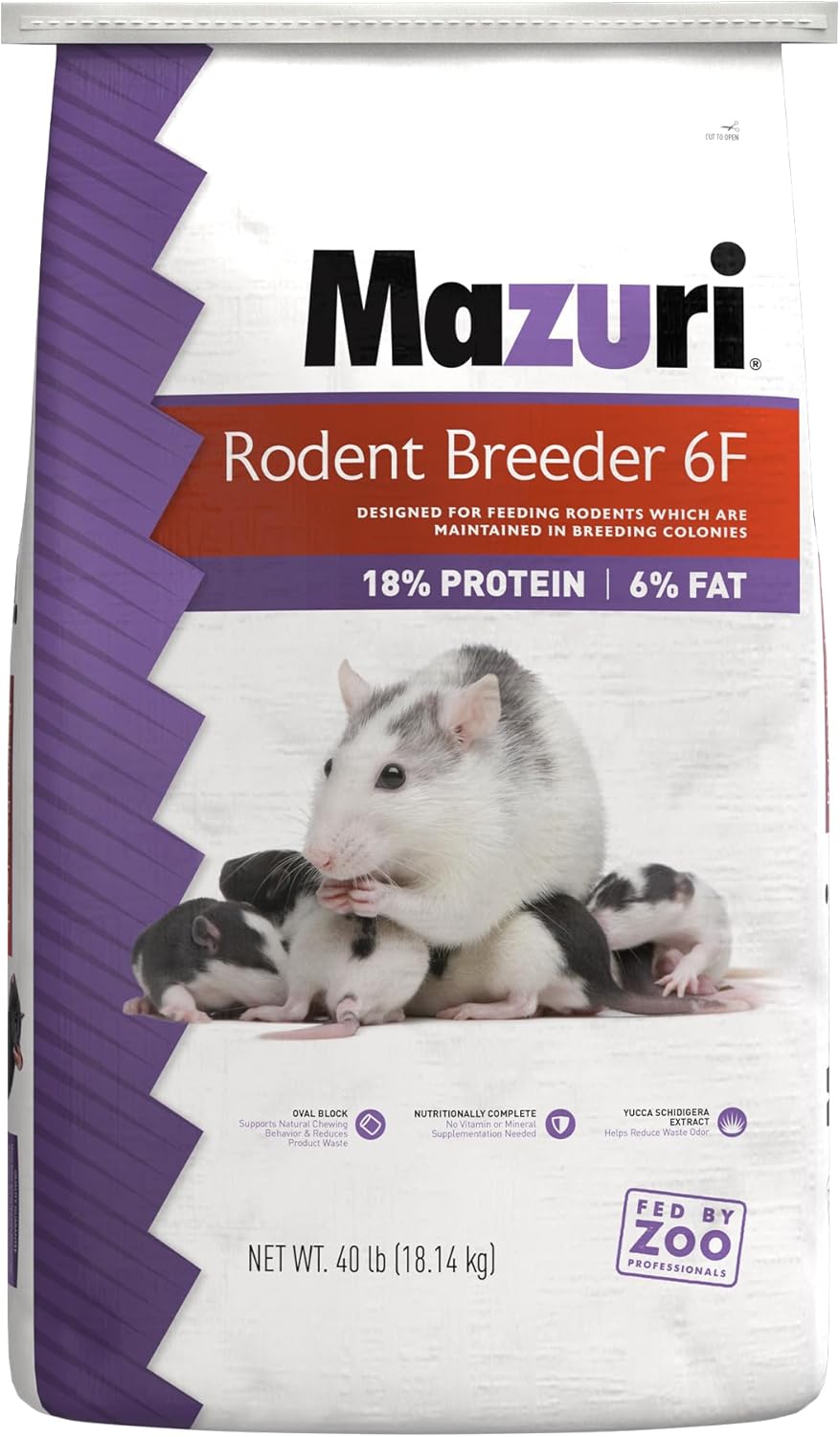 Mazuri Rodent Breeder 6F Diet for Rats and Mice - 40 LB Bag