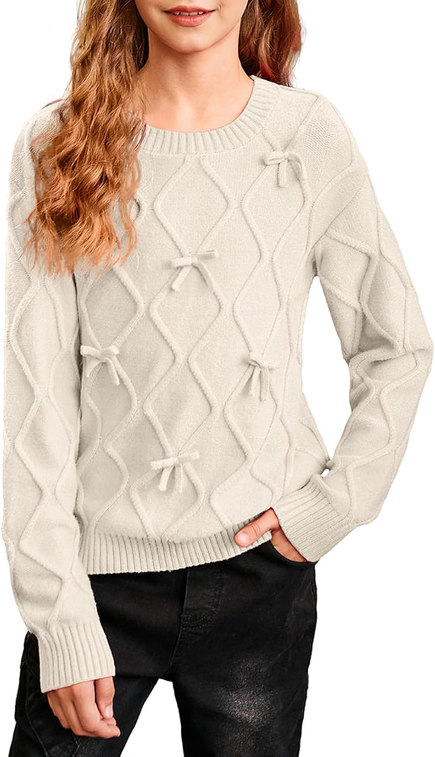 Cute Girls Bow Sweaters for Fall and Winter Fashion 2025