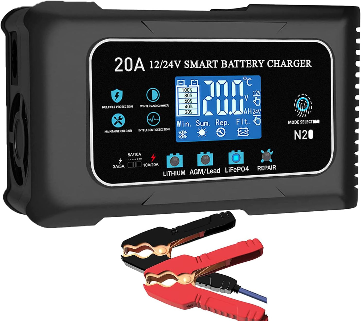 Smart 20A Lithium AGM Gel Charger ~ Maintain Any Vehicle!