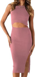 PRETTYGARDEN Women's Midi Bodycon Dress - Sleek Ribbed Knit
