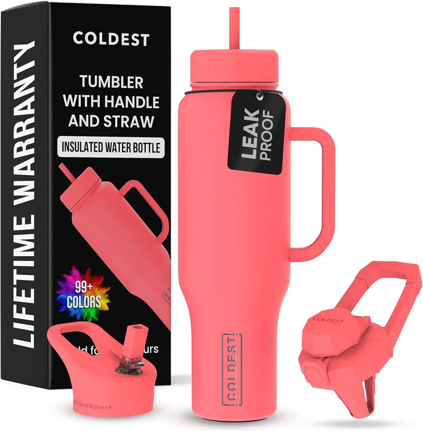 Coldest Tumbler with Handle and Straw - 100% Leak Proof Design