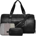 3-in-1 Leather Duffle Bag with Shoe Compartment - Weekender Carry On