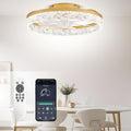 Crystal Ceiling Fan with Light 19.7in Low Profile - Quiet, Dimmable