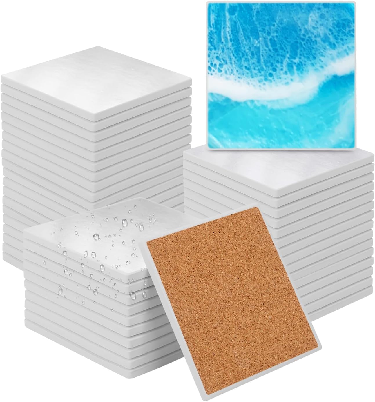 48 PCS Sublimation Blank Ceramic Coasters for Crafting Needs