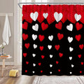 Romantic Black & Red Love Heart Shower Curtain