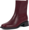 Ankle Boots for Women Low Heel Square Toe Chunky Short