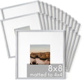 8x8 Silver Metal Picture Frames Matted to 4x4 - Set of 25