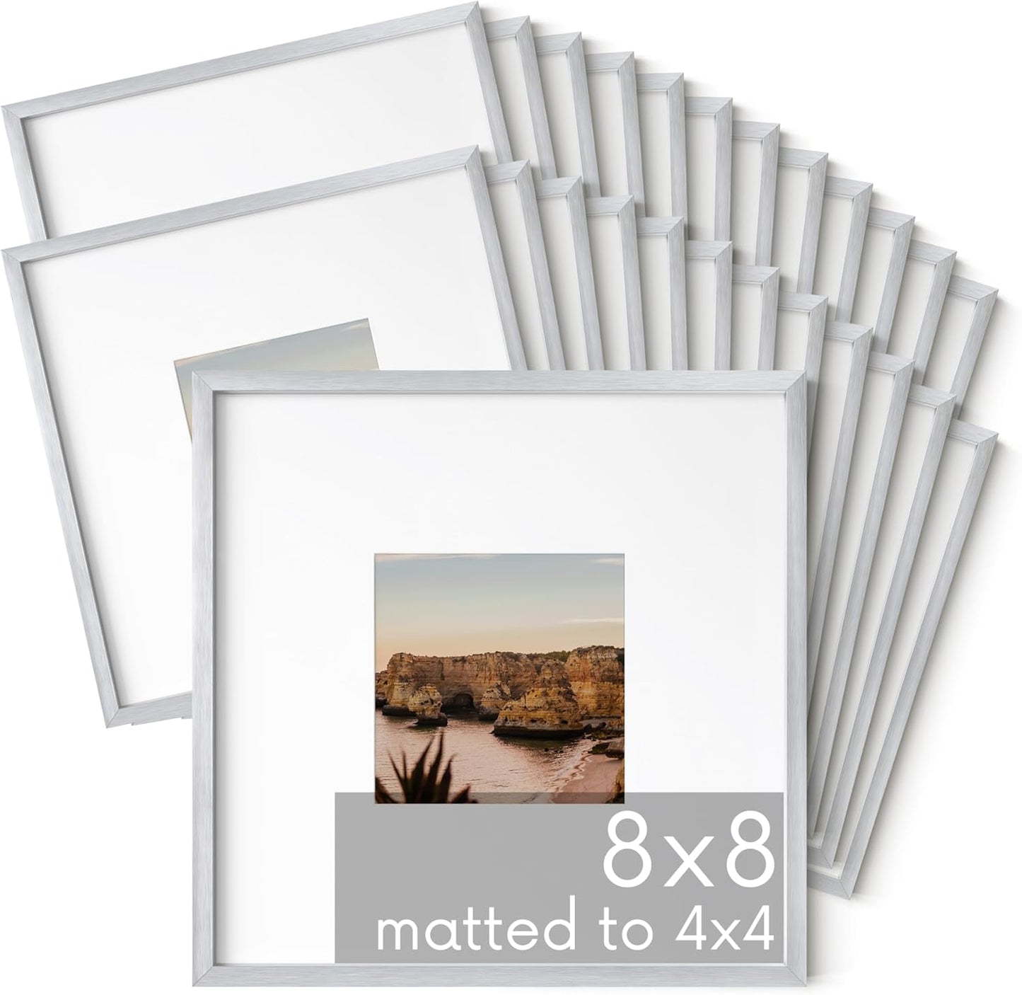 8x8 Silver Metal Picture Frames Set of 25 for Stylish Displays