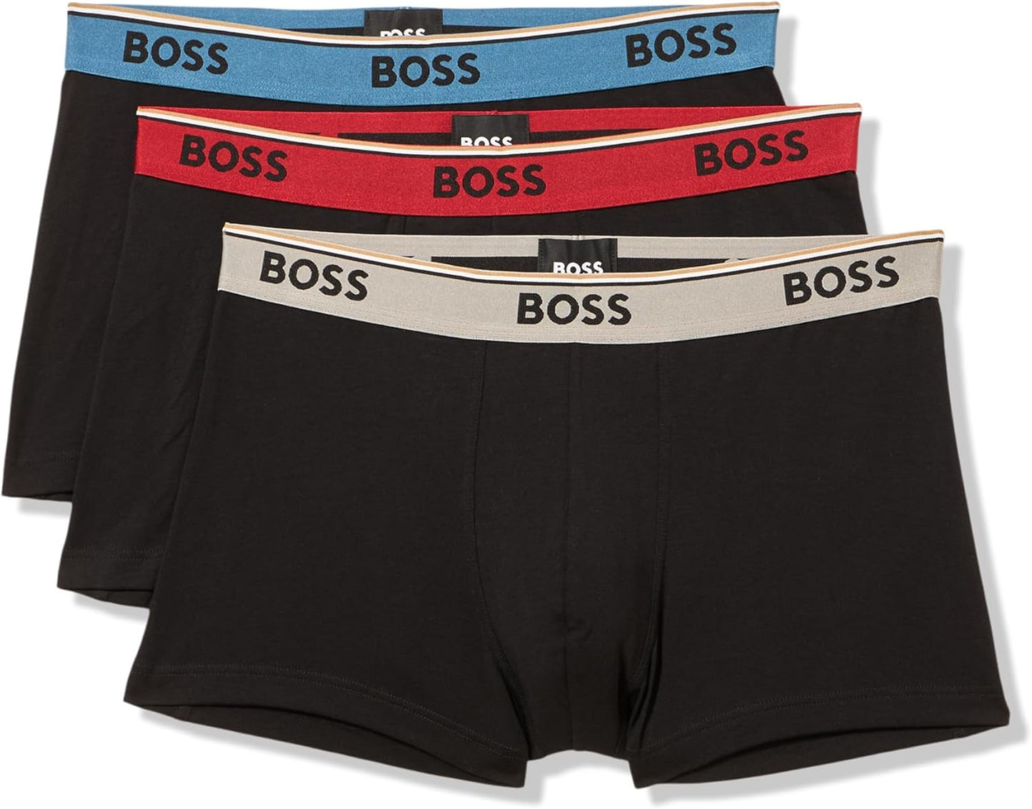 BOSS Men's 3-Pack Multi Color Bold Logo Trunks for Comfort