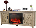 Tangkula 65 Fireplace TV Stand with Barn Doors
