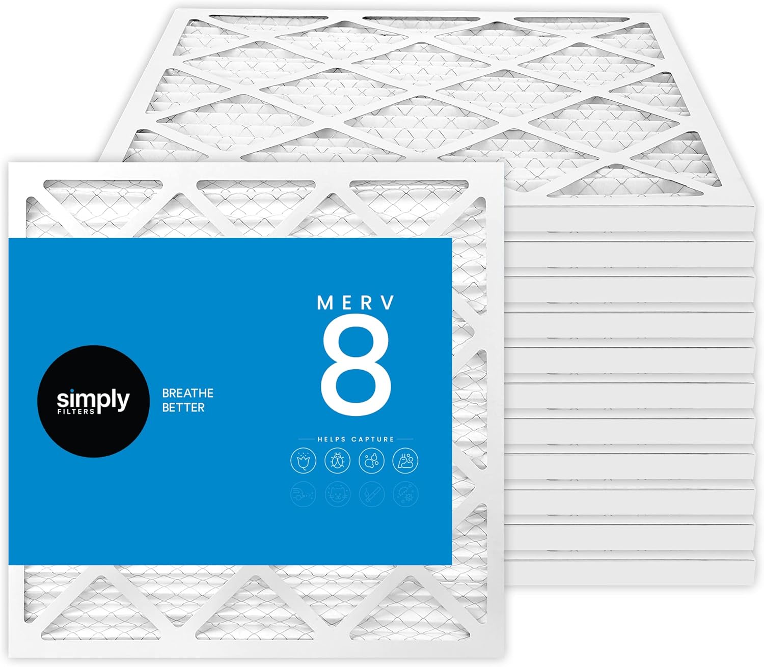 Simply 12x12x1 Air Filter for HVAC - Merv 8, 12 Pack
