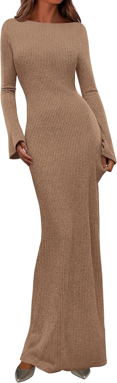 PRETTYGARDEN Women's Fall Fashion Long Sleeve Maxi Dress
