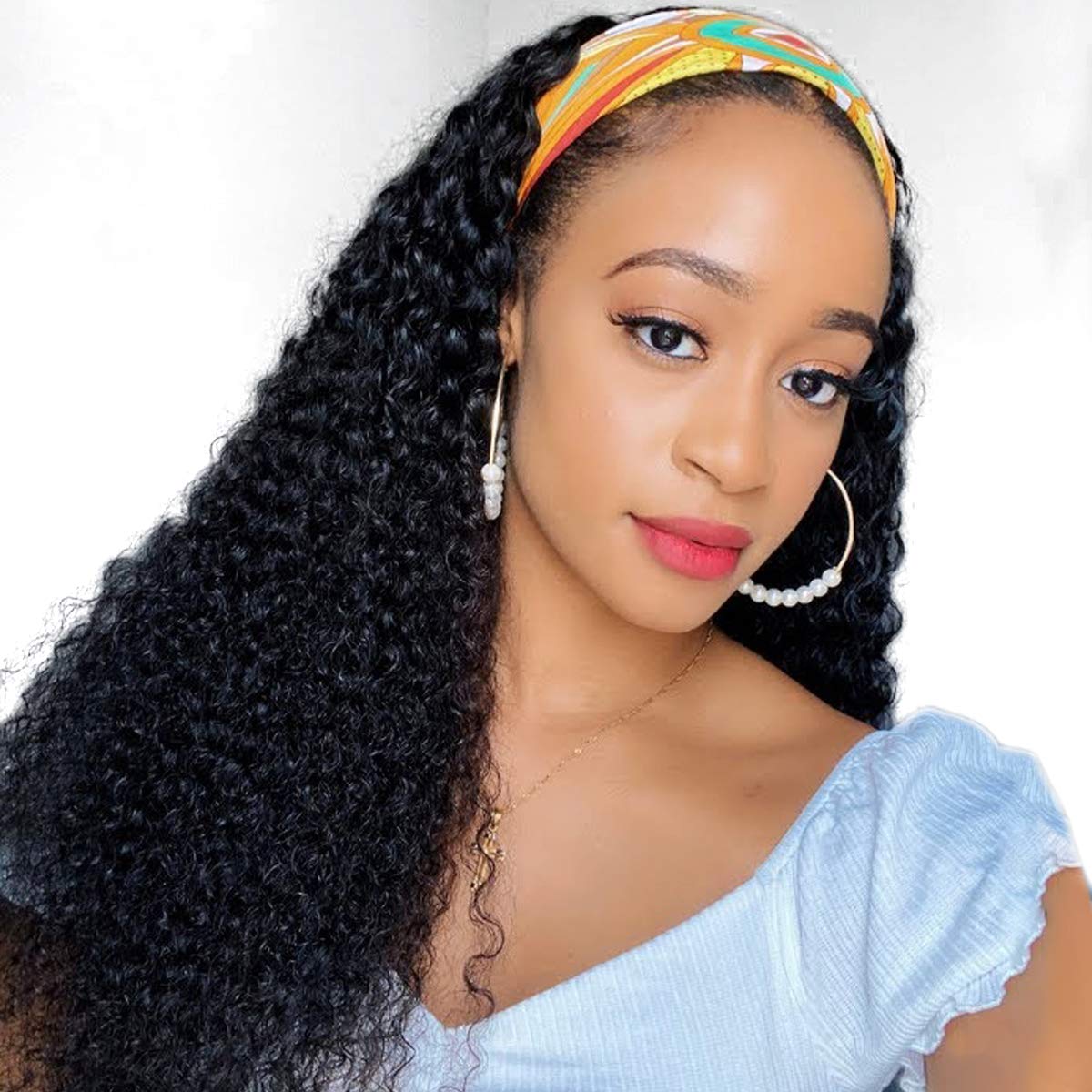 XSY Headband Wig Human Hair Deep Wave for Black Women 22 Inch