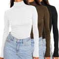 Womens 3 Piece Turtleneck Long Sleeve Shirts for Fall Fashion