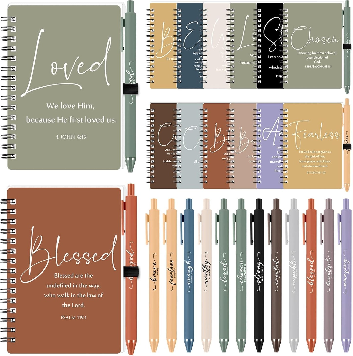 Inspirational Christian Gifts Bulk Notebooks and Pens Set