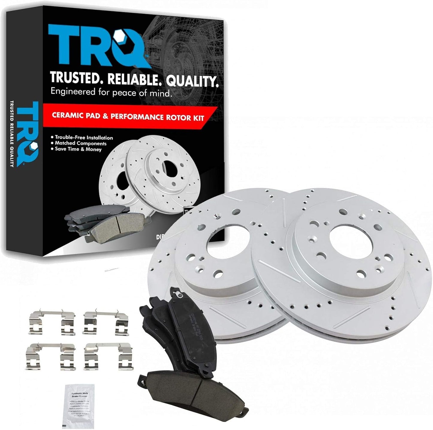 TRQ Front Brake Pad & Rotor Kit for Cadillac and Chevrolet