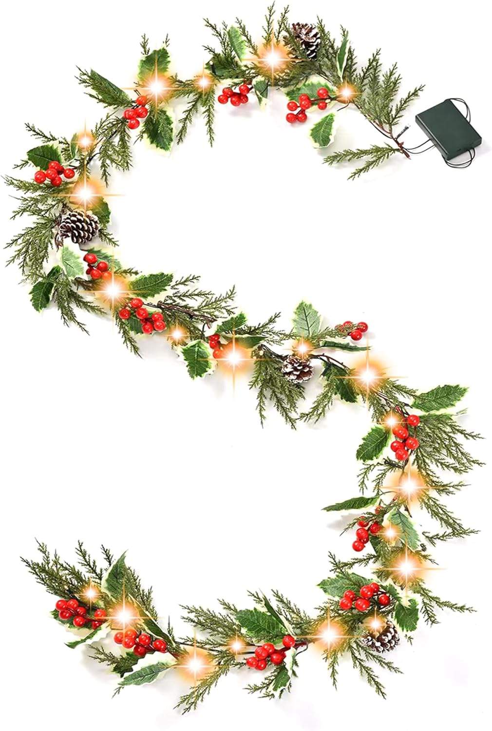 9FT Holly Berry Garland - Pre-lit Christmas Decor for All Occasions