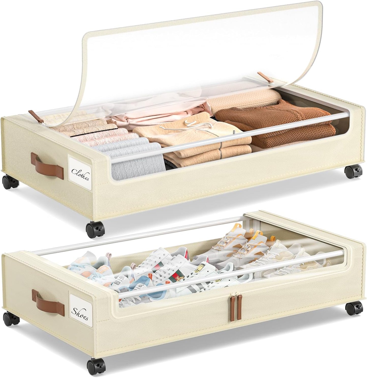 Yecaye Under Bed Storage with Wheels for Clothes and Shoes
