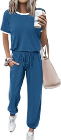 Womens 2 Piece Summer Tracksuit Set - Lightweight Travel Lounge Shoes