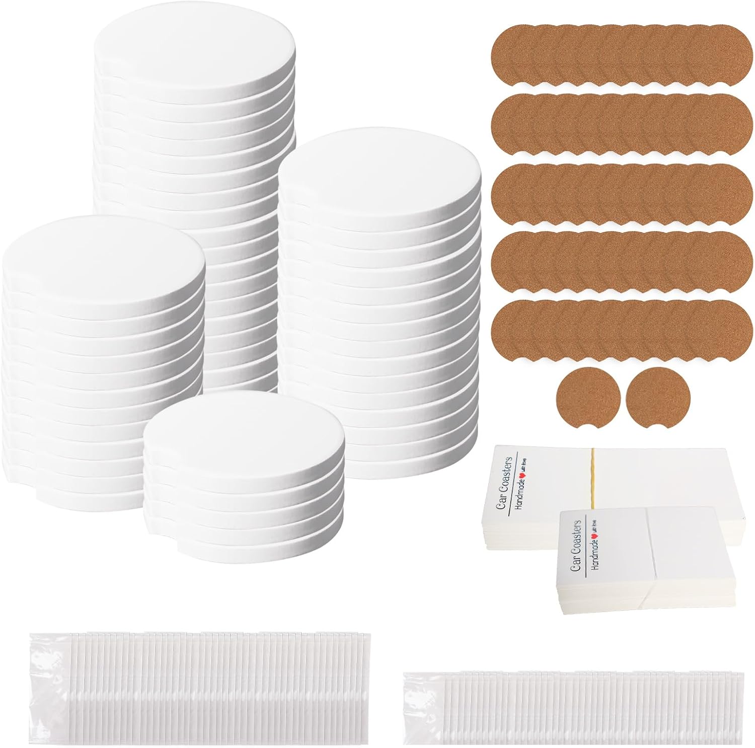 312 Pcs Ceramic Car Coasters Set for Sublimation DIY Projects