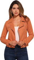 Allegra K Women's Faux Suede Biker Moto Jacket - Soft, Lightweight