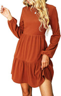 CUPSHE Women's Mini Fall Knit Dress - Flowy Tiered Ruffled Sweater
