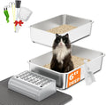 Stainless Steel Litter Box Set - Large 6-in-1 Starter Kit