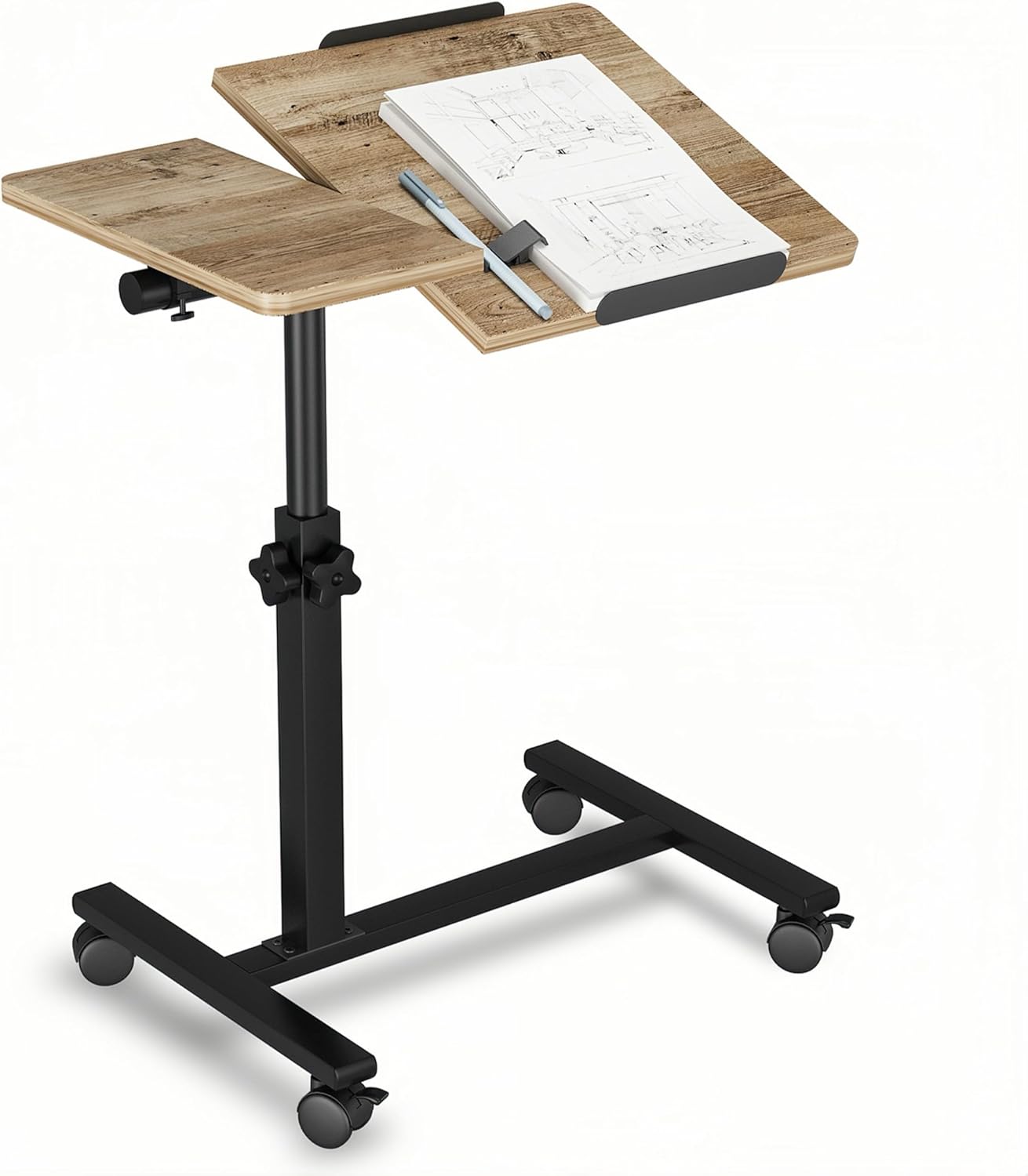 Overbed Table with Wheels for Adjustable Height and Mobility