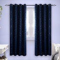 Kids Blackout Curtains with Silver Star Print - Navy Blue Room